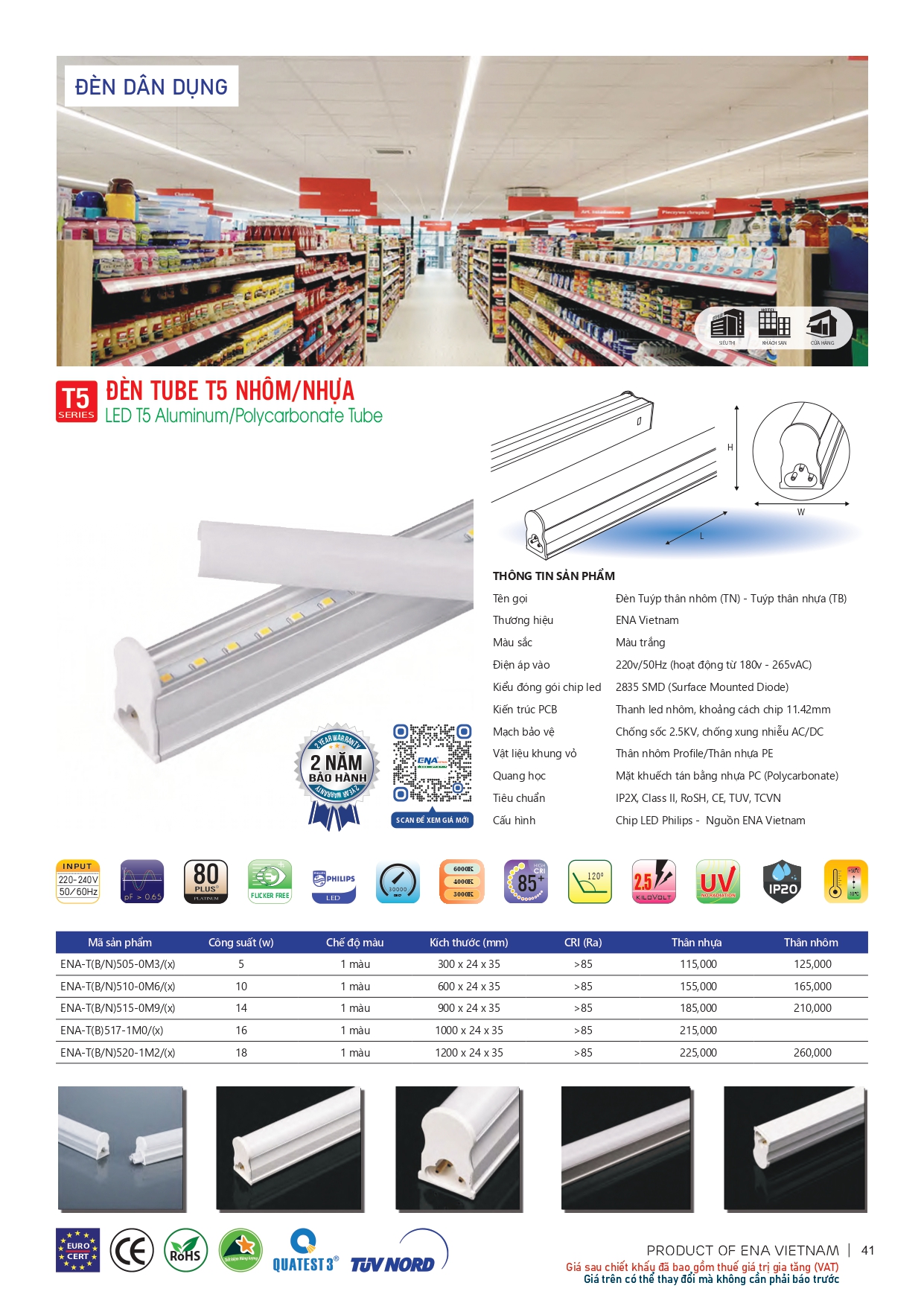 Bảng giá đèn led Ena 2026